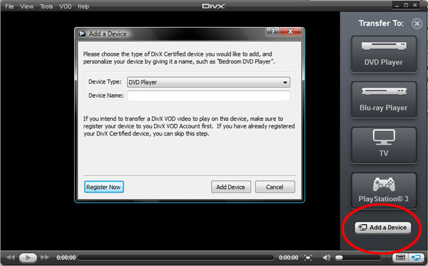 DivX apparaat toevoegen