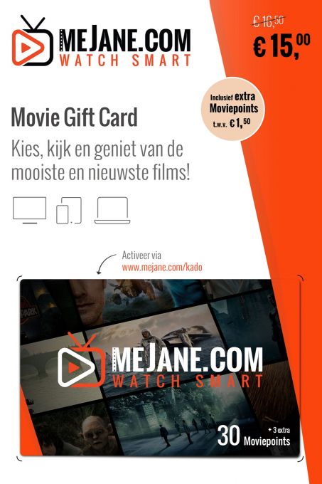 meJane.com Movie Gift Card - 30+3 Moviepoints
